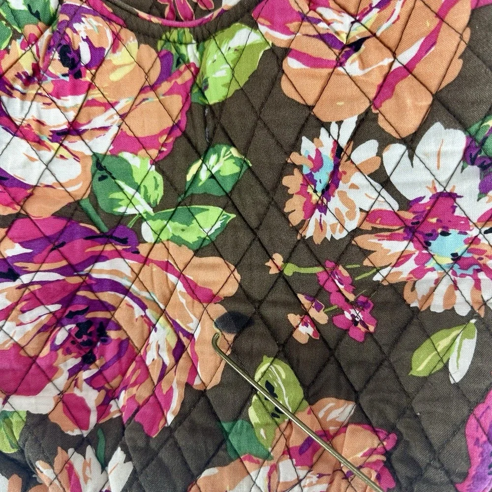 Vera Bradley Flower Shower Quilted Tote Brown Pink Floral Retired Shoulder Bag‎